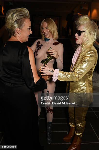 Tessa Hartmann, Tuuli Shipster and Pam Hogg attend the Scottish Fashion Awards in association with Maserati at Rosewood Hotel on October 21, 2016 in...