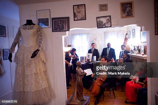 Musicians perform before U.S. Treasury Secretary Jacob Lew visits the Marian Anderson Residence Museum to discuss her inclusion on the $5 bill...