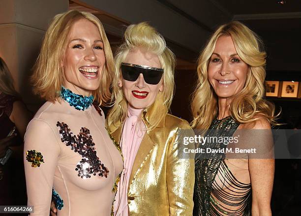 Tuuli Shipster, Pam Hogg and Melissa Odabash attend the Scottish Fashion Awards in association with Maserati at Rosewood Hotel on October 21, 2016 in...