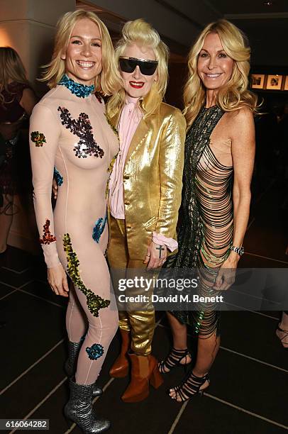 Tuuli Shipster, Pam Hogg and Melissa Odabash attend the Scottish Fashion Awards in association with Maserati at Rosewood Hotel on October 21, 2016 in...