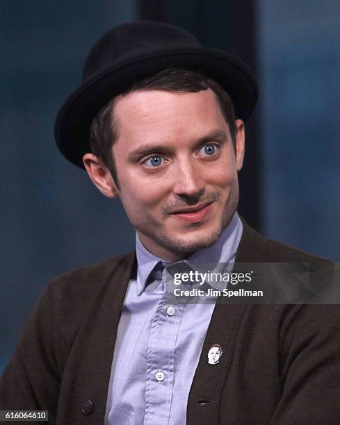 Actor Elijah Wood attends The Build Series Presents to discuss "Dirk Gently's Holistic Detective Agency" at AOL HQ on October 21, 2016 in New York...