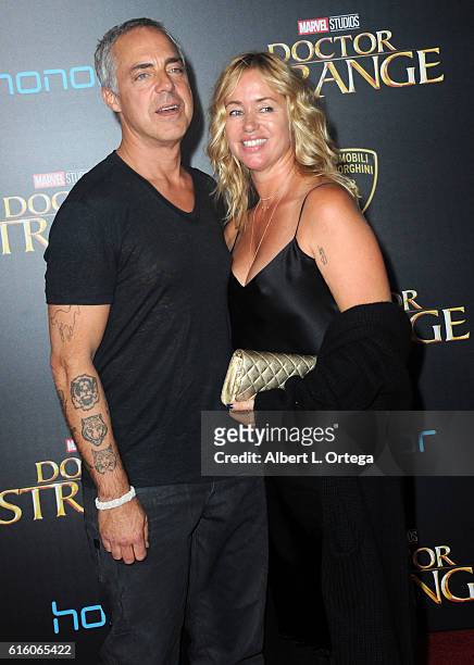 Actor Titus Welliver and wife Jose Stemkens arrive for the Premiere Of Disney And Marvel Studios' "Doctor Strange" held at the El Capitan Theatre on...