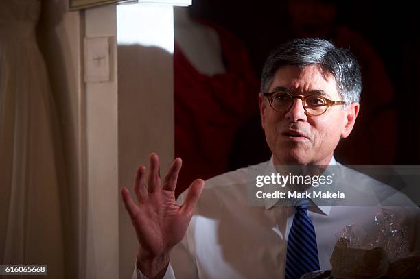 Treasury Secretary Jacob Lew addresses the media after visiting the Marian Anderson Residence Museum to discuss her inclusion on the $5 bill October...