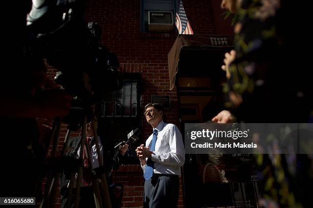 Treasury Secretary Jacob Lew addresses the media after visiting the Marian Anderson Residence Museum to discuss her inclusion on the $5 bill October...