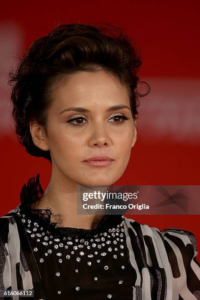 Erika D'Ambrosio walks a red carpet for '7 Minuti' during the 11th Rome Film Festival at Auditorium Parco Della Musica on October 21, 2016 in Rome,...