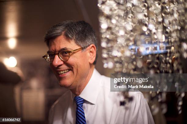 Treasury Secretary Jacob Lew visits the Marian Anderson Residence Museum to discuss her inclusion on the $5 bill October 21, 2016 in Philadelphia,...