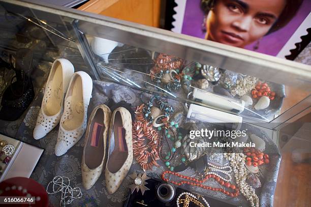 Belongings of opera singer and civil rights activist Marian Anderson are displayed as Treasury Secretary Jacob Lew visits the Marian Anderson...