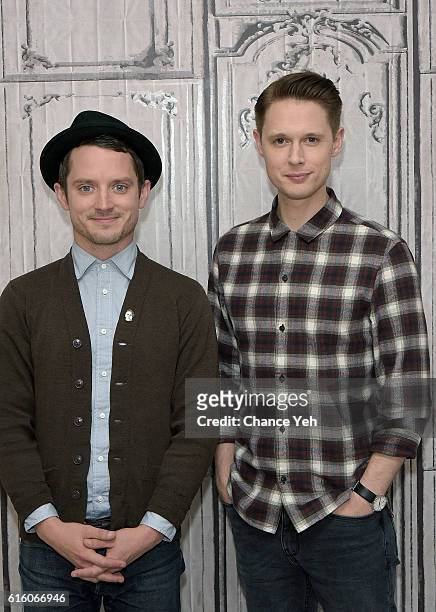 Elijah Wood and Sam Barnett attend The Build Series to discuss "Dirk Gently's Holistic Detective Agency" at AOL HQ on October 21, 2016 in New York...