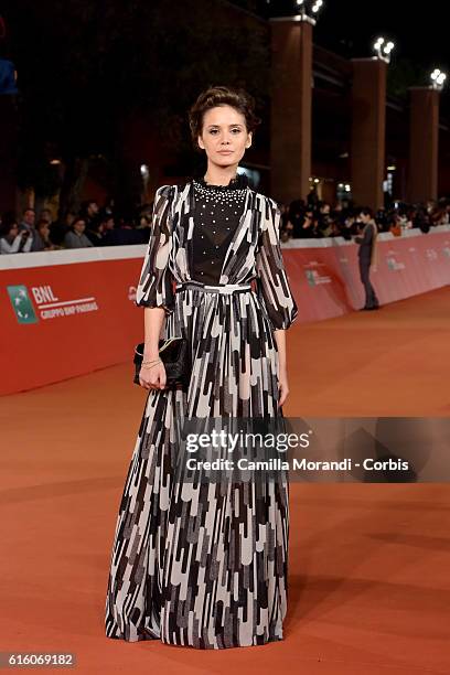 Erika D'Ambrosio walks a red carpet for '7 Minuti' during the 11th Rome Film Festival on October 21, 2016 in Rome, Italy.