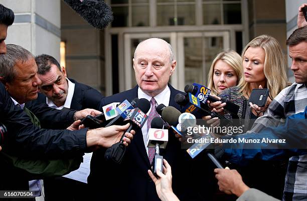 Bridget Anne Kelly's attorney Michael Critchley exits the court to speak with the media after his client testified in the Bridgegate trial at the...