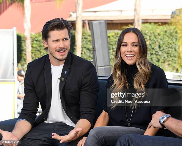 Jana Kramer and Gleb Savchenko visit "Extra" at Universal Studios Hollywood on October 21, 2016 in Universal City, California.