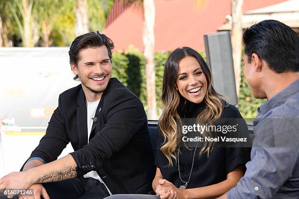 Jana Kramer and Gleb Savchenko visit "Extra" at Universal Studios Hollywood on October 21, 2016 in Universal City, California.