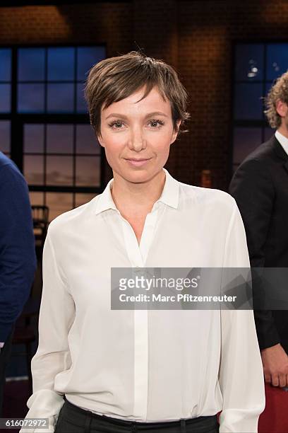 Actress Julia Koschitz attends the 'Koelner Treff' TV Show at the WDR Studio on October 21, 2016 in Cologne, Germany.