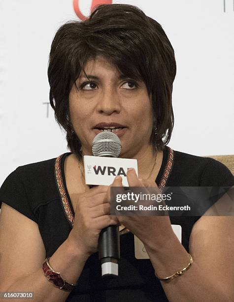 Editor-in-Chief of El Buho Magazine, Peru, Mabel Caceres speaks onstage at TheWrap's 8th Annual Power Women Breakfast at Montage Beverly Hills on...