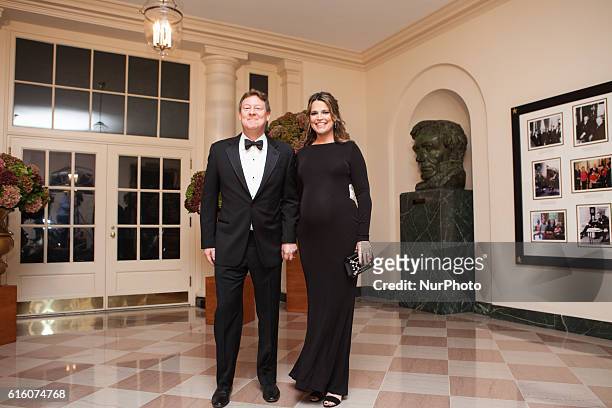 S Today Show co-host Savannah Guthrie and her husband Michael Feldman, arrive at the White House in Washington, DC, USA on 18 October 2016, for the...