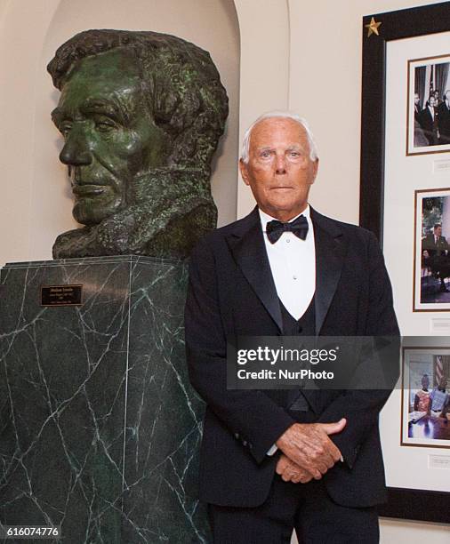 Fashion designer Giorgio Armani, arrives at the White House in Washington, DC, USA on 18 October 2016, for the Italy State Dinner for Prime Minister...