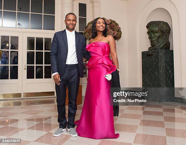 Mr. Frank Ocean, Singer &amp; Songwriter, and Ms. Katonya Breaux. Arrive at the White House in Washington, DC, USA on 18 October 2016, for the Italy...