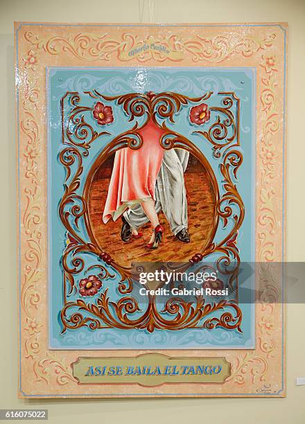 Asi se bails el tango by Maribel Banquero is seen on display as part of "Filete Porteno" at City Government Palace on October 21, 2016 in Buenos...