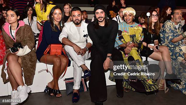 Parvane Barret, Kat Lebrass, Paul Ramos, Mohammed Al Habtoor and Rozan Ahmed attend the Ezra show during Fashion Forward Spring/Summer 2017 at the...