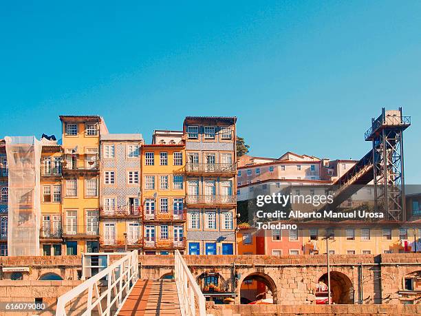 portugal, porto, houses at the  ribeira do douro - ribeira porto stock pictures, royalty-free photos & images