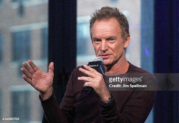 Singer/songwriter Sting attends The Build Series Presents to discuss his new album "57th & 9th" at AOL HQ on October 21, 2016 in New York City.