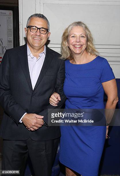 Jeffrey Toobin and Amy Bennett McIntosh attend the Broadway Opening Night performance of "The Front Page" at the Broadhurst Theatre on October 20,...