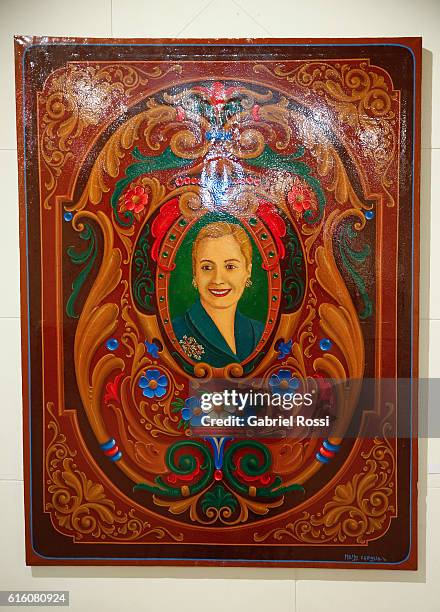 Evita by Memo Caviglia is seen on display as part of "Filete Porteo" at City Government Palace on October 21, 2016 in Buenos Aires, Argentina. These...