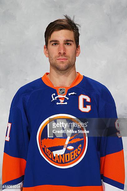John Tavares of the New York Islanders poses for his official headshot for the 2016-2017 season at the Barclays Center on October 21, 2016 in...