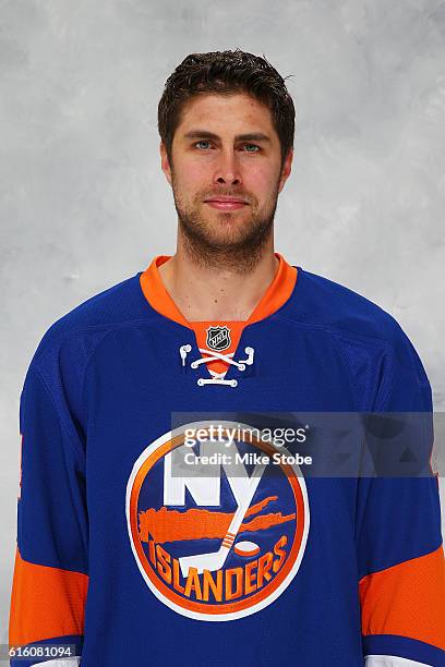 Thomas Greiss of the New York Islanders poses for his official headshot for the 2016-2017 season at the Barclays Center on October 21, 2016 in...