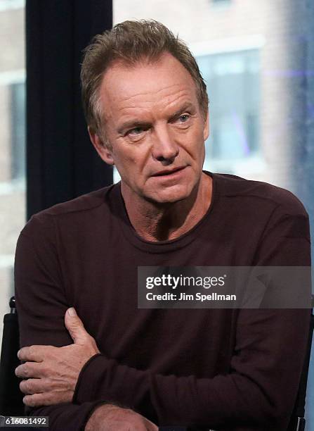 Singer/songwriter Sting attends The Build Series Presents to discuss his new album "57th & 9th" at AOL HQ on October 21, 2016 in New York City.