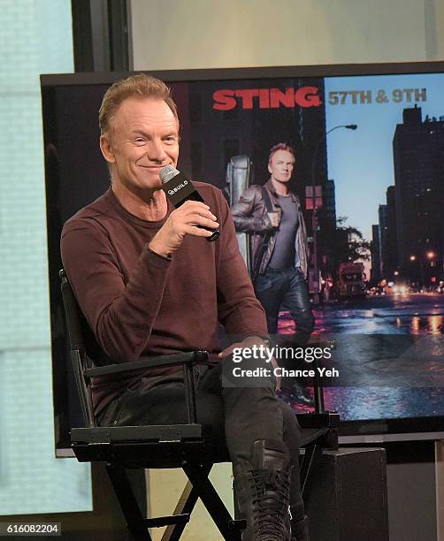 Sting attends The Build Series to discuss his new album "57th & 9th" at AOL HQ on October 21, 2016 in New York City.