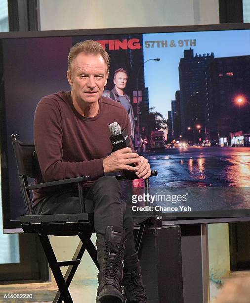 Sting attends The Build Series to discuss his new album "57th & 9th" at AOL HQ on October 21, 2016 in New York City.