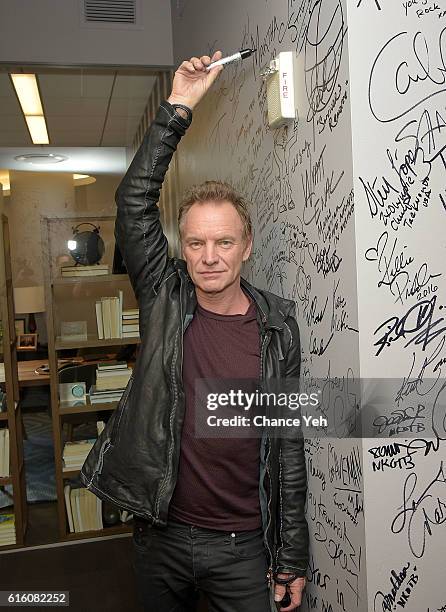 Sting attends The Build Series to discuss his new album "57th & 9th" at AOL HQ on October 21, 2016 in New York City.