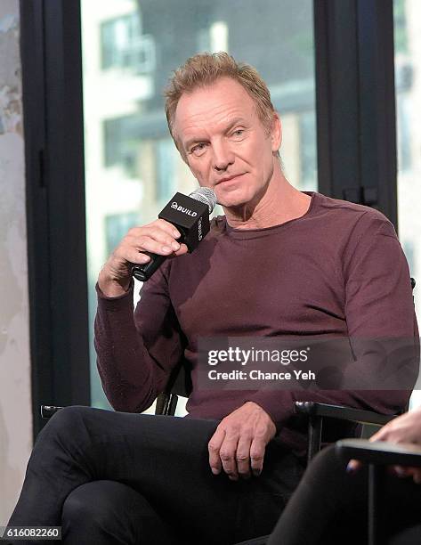 Sting attends The Build Series to discuss his new album "57th & 9th" at AOL HQ on October 21, 2016 in New York City.