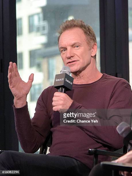 Sting attends The Build Series to discuss his new album "57th & 9th" at AOL HQ on October 21, 2016 in New York City.