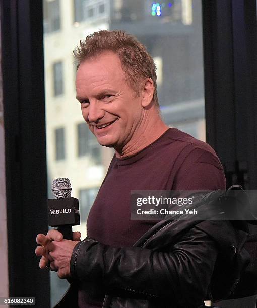 Sting attends The Build Series to discuss his new album "57th & 9th" at AOL HQ on October 21, 2016 in New York City.