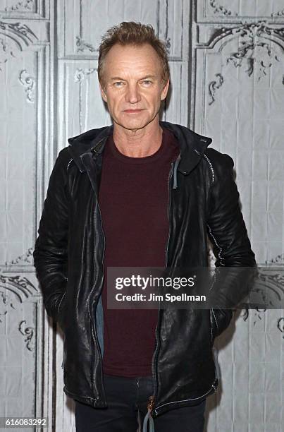 Singer/songwriter Sting attends The Build Series Presents to discuss his new album "57th & 9th" at AOL HQ on October 21, 2016 in New York City.