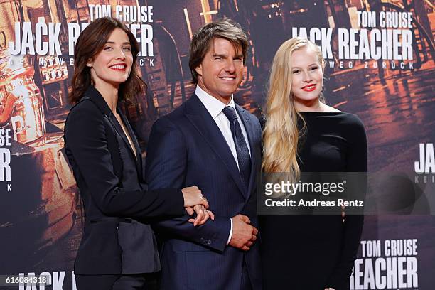 Actors Cobi Smulders, Tom Cruise and Danika Yarosh attend the 'Jack Reacher: Never Go Back' Berlin Premiere at CineStar Sony Center Potsdamer Platz...