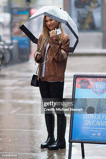 Model Jocelyn Chew attends the 2016 Victoria's Secret Fashion Show castings on October 21, 2016 in New York City.