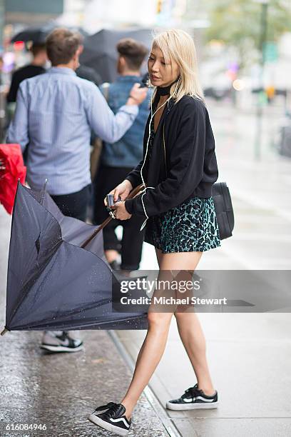 Model Soo Joo Park attends the 2016 Victoria's Secret Fashion Show castings on October 21, 2016 in New York City.