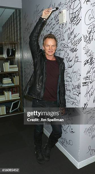 Singer/songwriter Sting attends The Build Series Presents to discuss his new album "57th & 9th" at AOL HQ on October 21, 2016 in New York City.