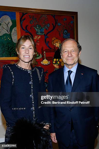 Jean-Claude Meyer and his wife Nathalie Bloch-Laine attend the "Icones de l'Art Moderne, La Collection Chtchoukine" at Fondation Louis Vuitton on...