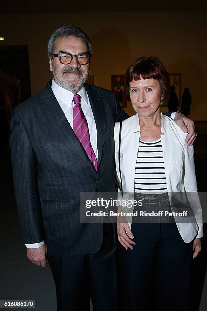 Andre-Marc Delocque-Fourcaud and guest attend the "Icones de l'Art Moderne, La Collection Chtchoukine" : Cocktail at Fondation Louis Vuitton on...