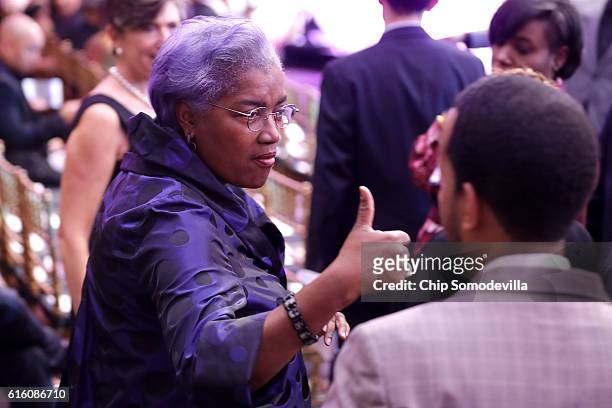Democratic National Committee Interim Chairperson Donna Brazile attends the BET's 'Love and Happiness: A Musical Experience" in a tent on the South...