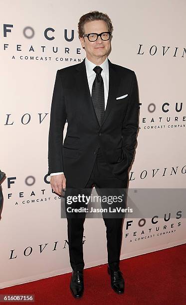 Producer Colin Firth attends the premiere of "Loving" at Samuel Goldwyn Theater on October 20, 2016 in Beverly Hills, California.