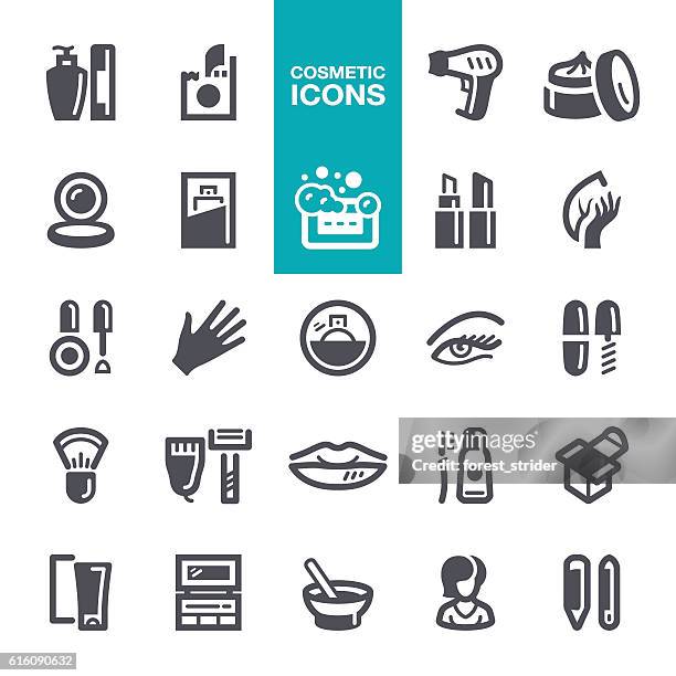 cosmetic icons - tweezing eyebrows stock illustrations