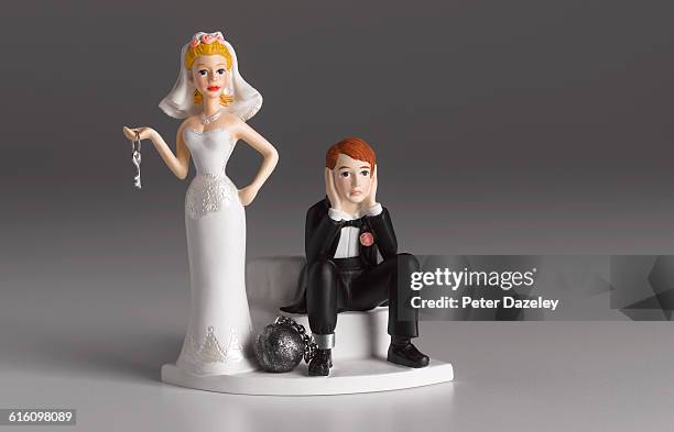 bride-girl power - wedding cake figurine stock pictures, royalty-free photos & images