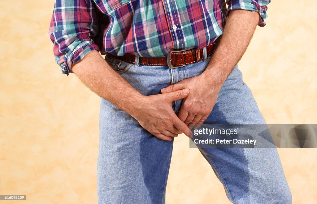 Desperate man wetting himself