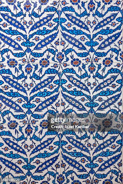 iznik tile  inside rustempasha mosque - mosque pattern stock pictures, royalty-free photos & images