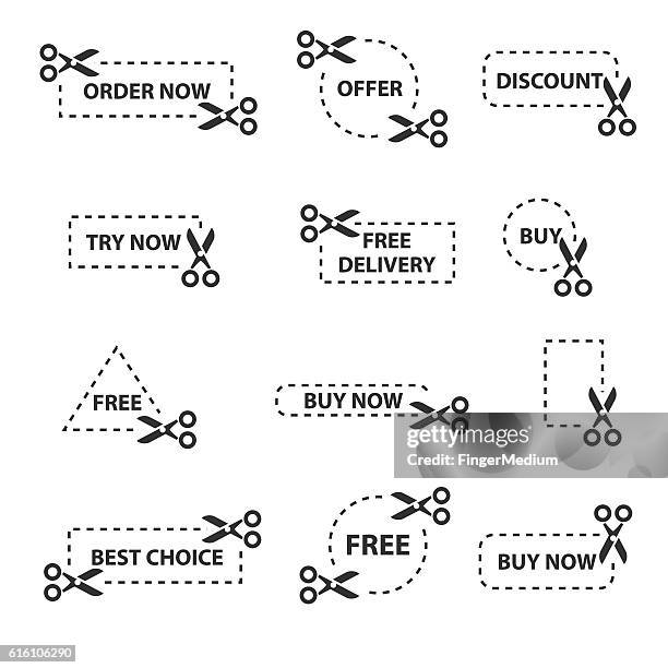 sales tag - cutting coupons stock illustrations
